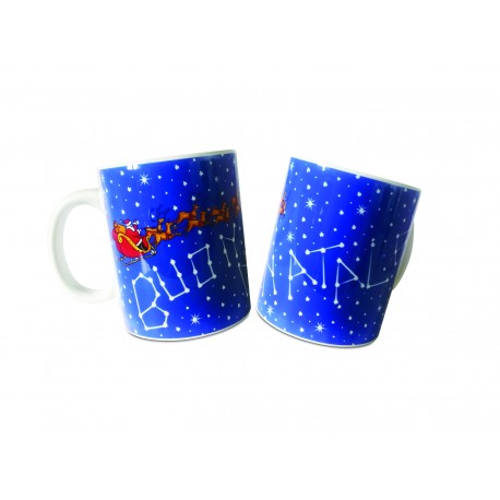 Tazza ceramica stampata con slitta e babbo natale