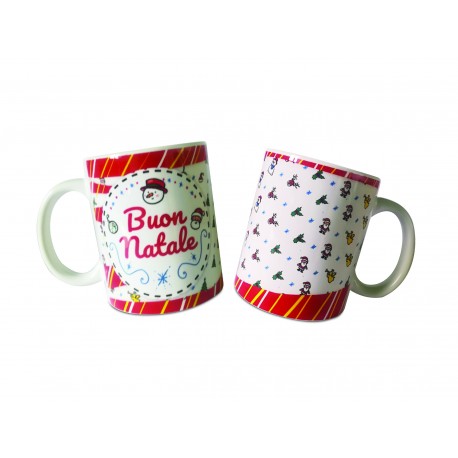 Tazza ceramica stampata con slitta e babbo natale